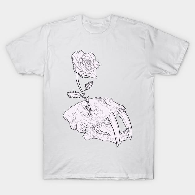 Skull and rose T-Shirt by theartsyeq